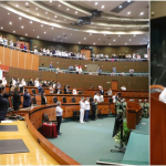 DEVELAN EL NOMBRE DE OTHÓN SALAZAR RAMÍREZ EN EL MURO DE HONOR DEL CONGRESO DEL ESTADO.