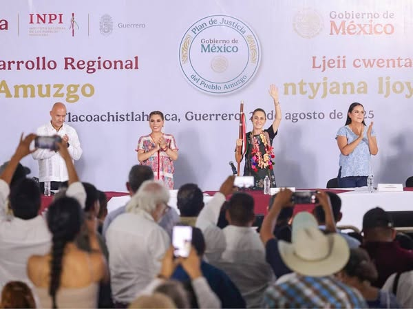 Evelyn Salgado y Claudia Sheinbaum encabezan la instalación del Plan de Justicia y Desarrollo Regional del Pueblo Amuzgo